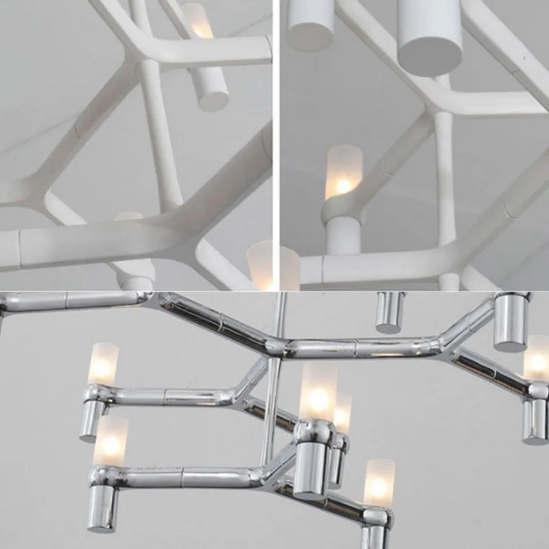 Afralia™ Luxury Villa Foyer Metal Chandelier - Modern Adjustable Gold Silver Pendant Lighting