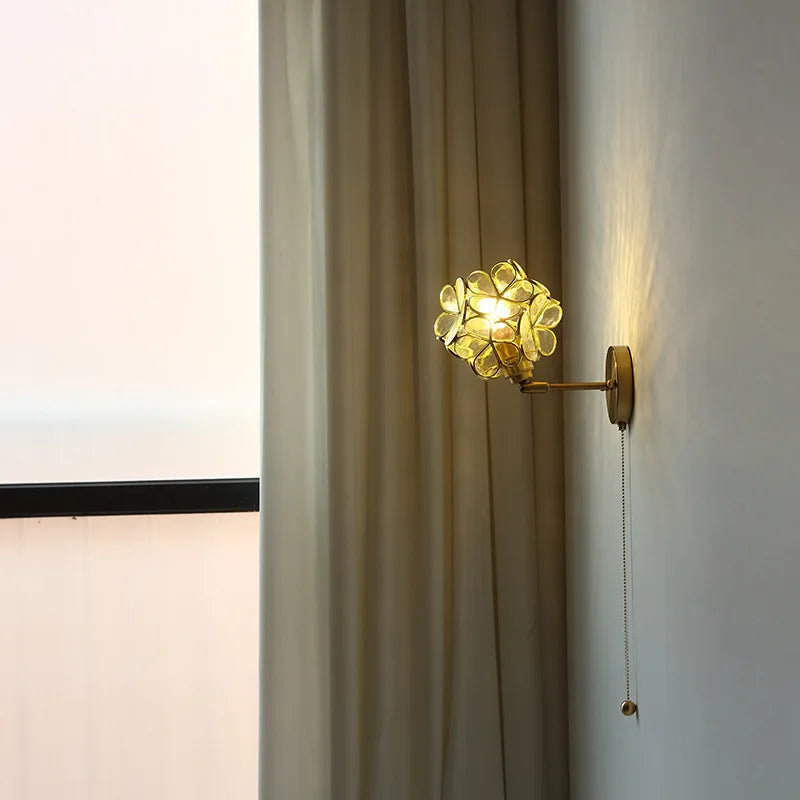 Afralia™ LED Petal Wall Sconce Modern Nordic Style Pull Chain Switch Stair Mirror Light