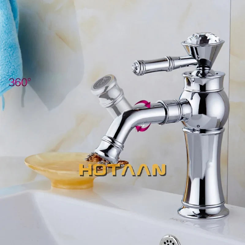 Afralia™ Gold Finish Brass Bathroom Basin Faucet with Ceramic Mixer Tap