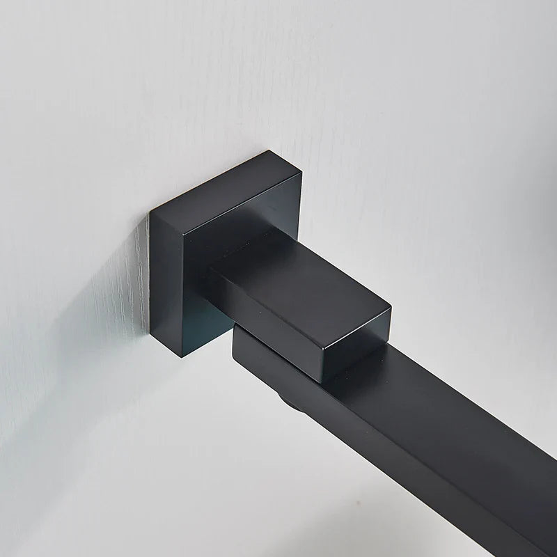 Afralia™ Matte Black Swivel Spout Wall Mount Basin Faucet Solid Brass Bathroom Mixer