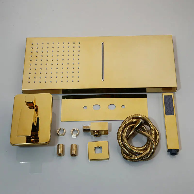 Afralia™ Golden Plated Brass Shower Mixer Set