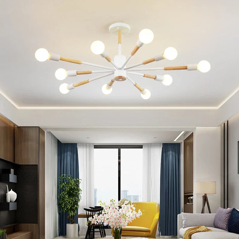 Afralia™ LED Wooden Ceiling Lights w/ E27 Bulb for Modern Livingroom & Bedroom