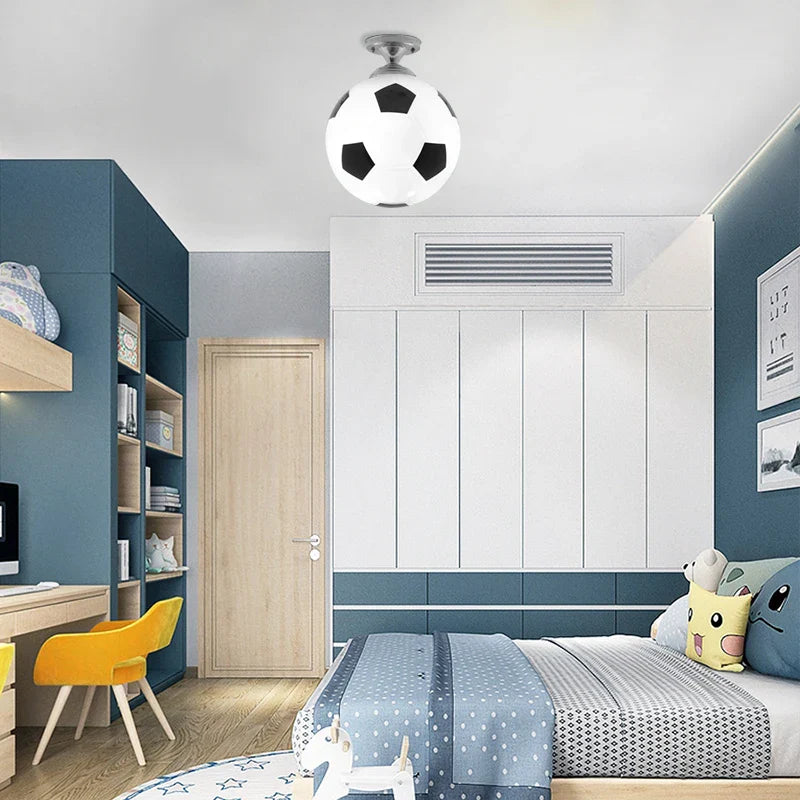 Afralia™ Soccer Ball LED Ceiling Light: Kids Room, Bedroom, Indoor Bar Football Lighting