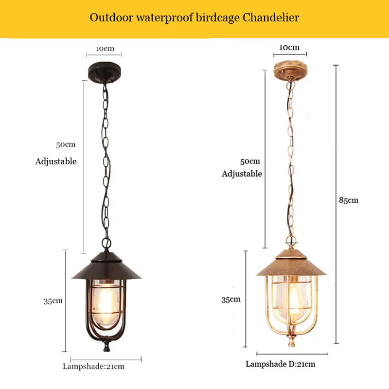 Afralia™ Vintage Chandelier Outdoor Light Glass Lamp for Garden, Courtyard, or Balcony