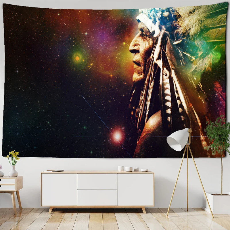 Afralia™ Indian Head Psychedelic Tapestry Wall Hanging for Bohemian Living Room