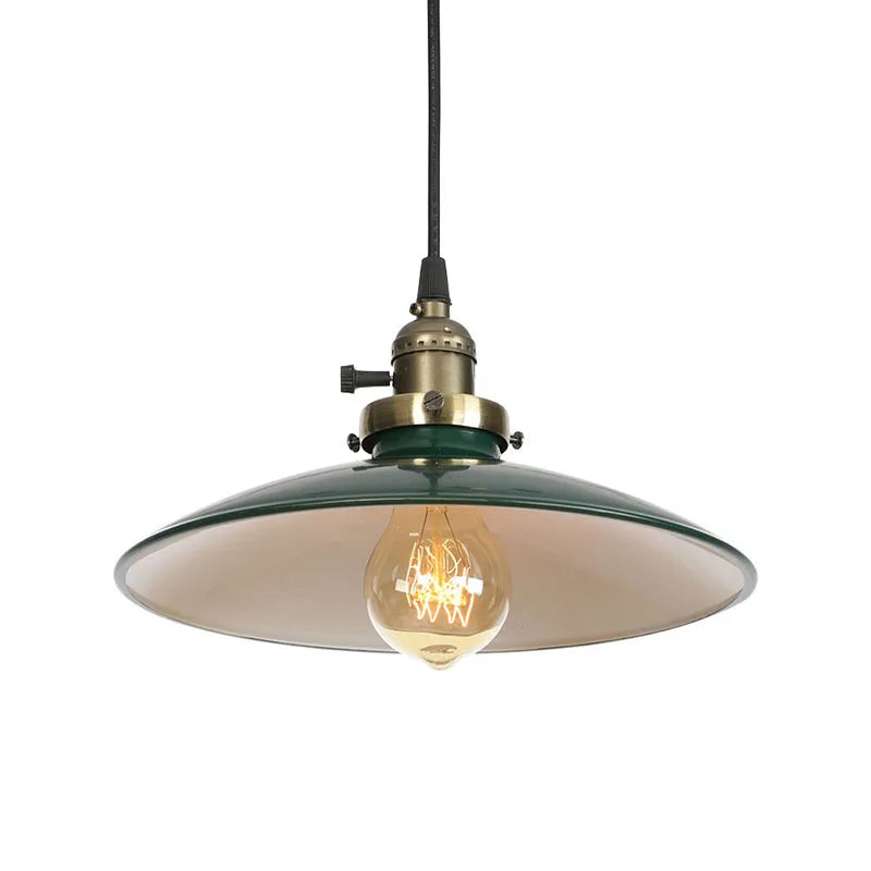 Afralia™ Vintage Industrial Pendant Light with White Metal Plate Shade