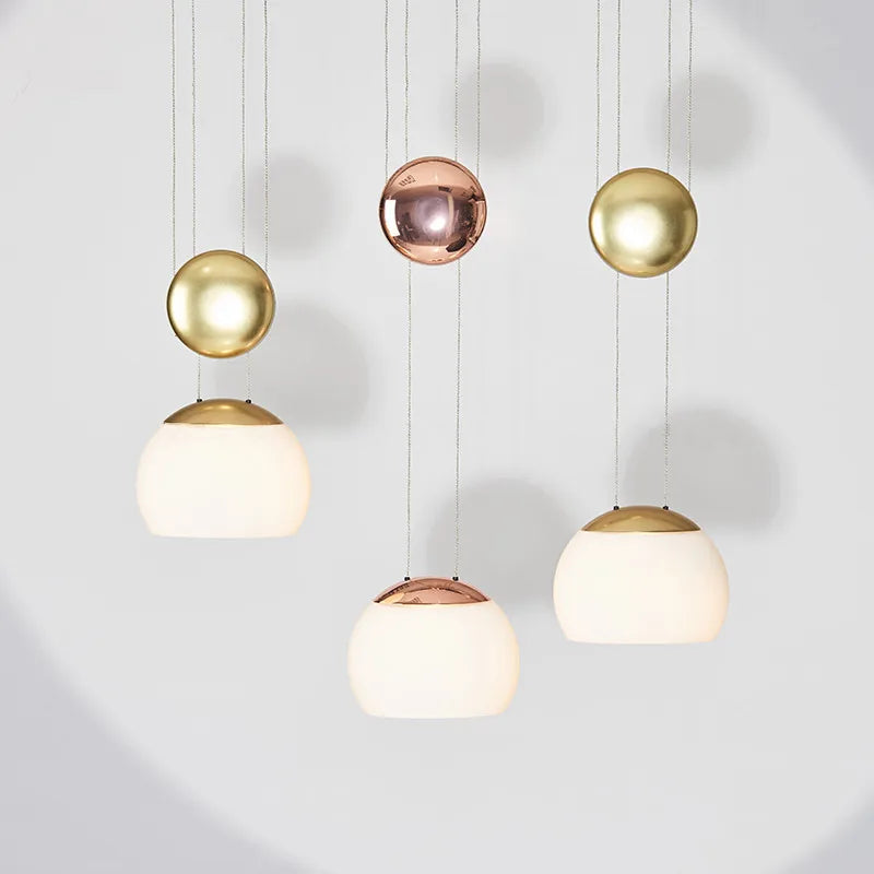 Afralia™ JOJO Modern LED Glass Pendant Lamp, Adjustable Height, Gold Nightstand Light