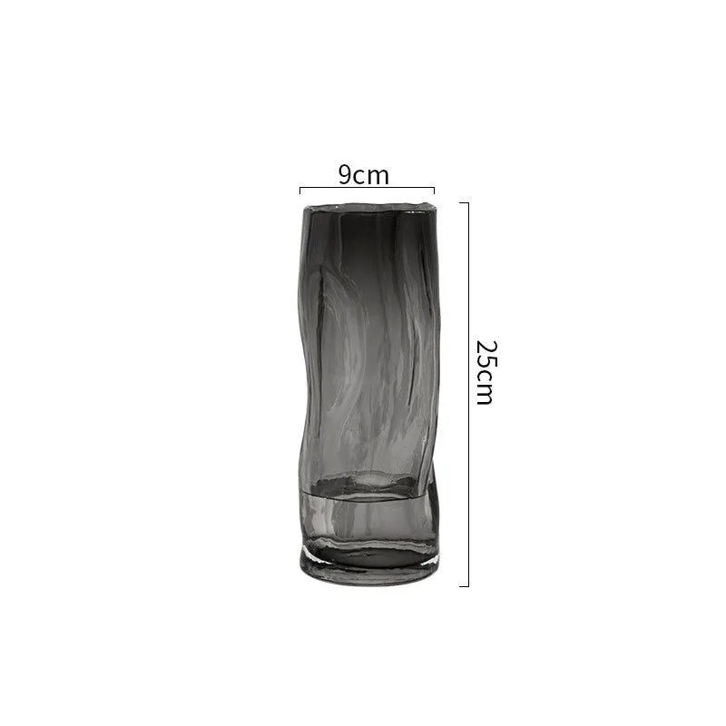 Afralia™ Fold Lines Glass Vase for Hydroponic Flower Arrangement and Home Decoration