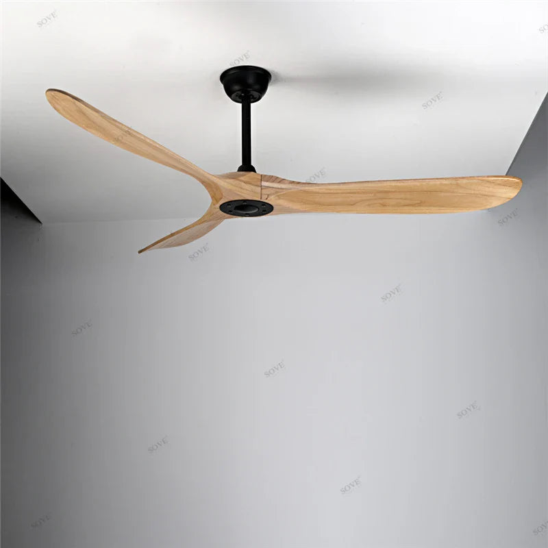 Afralia™ 60" Solid Wood DC Ceiling Fan with Remote Control