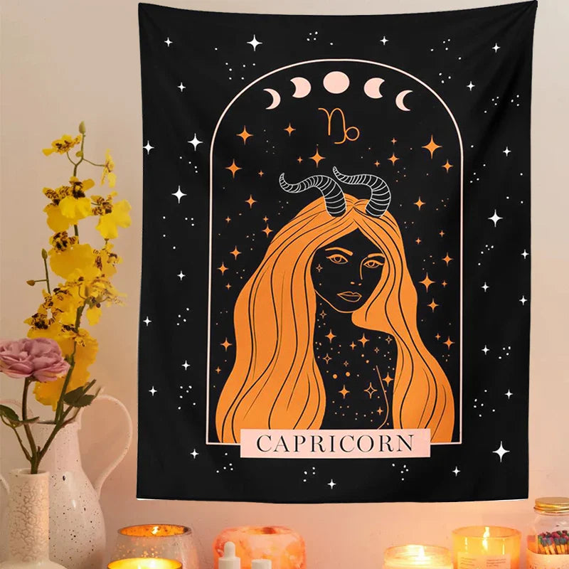 Afralia™ Celestial Constellation Tapestry Moon Phase Wall Hanging for Unique Home Décor