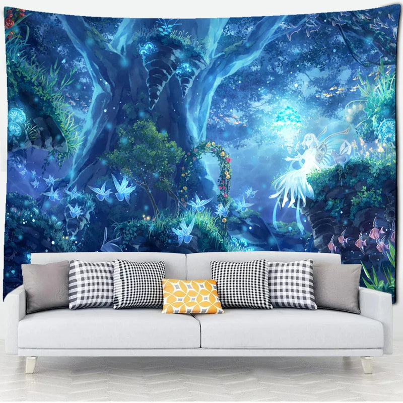 Dream Forest Tapestry Wall Hanging Bohemian Psychedelic Witchcraft Hippie Home Decor by Afralia™