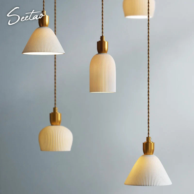 Afralia™ Ceramic Pendant Lights: Nodic Modern Hanging Lamp for Bedroom and Living Room