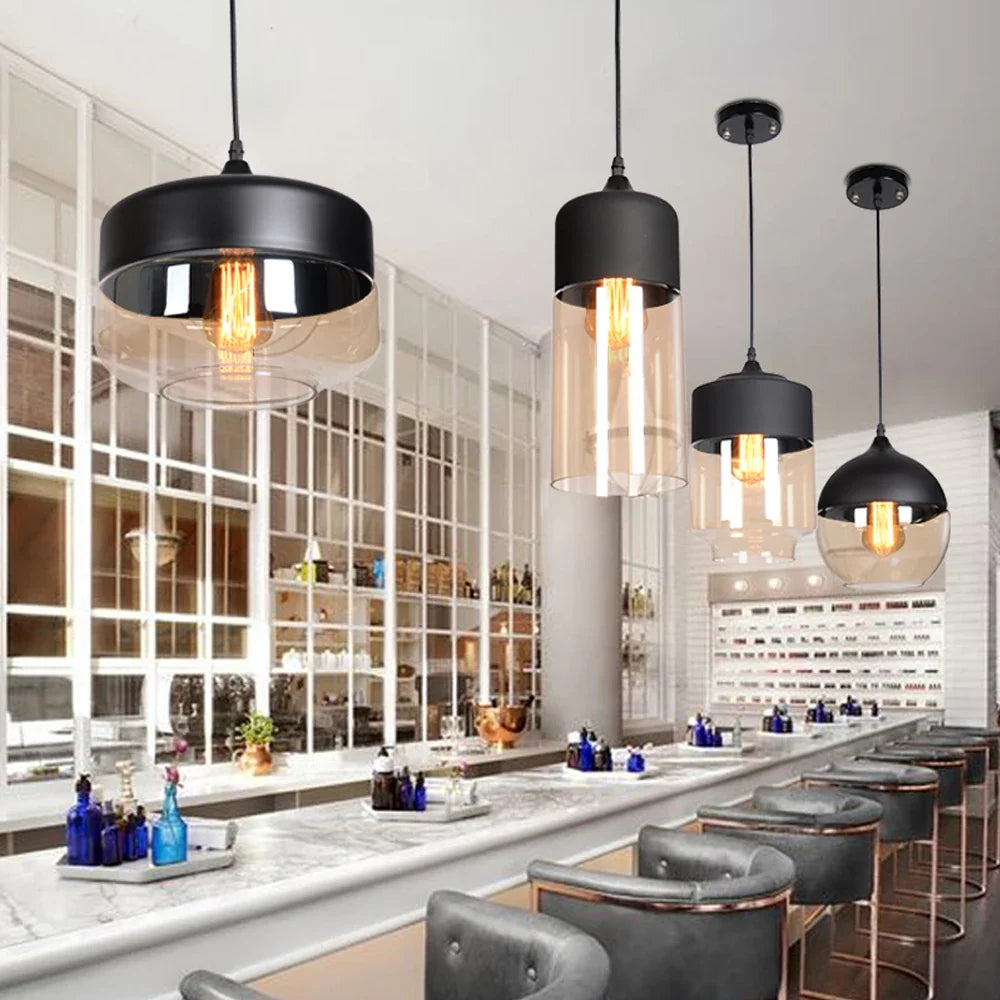 Afralia™ Modern Loft Glass Pendant Lamp LED Hanging Lights - Kitchen, Restaurant, Living Room