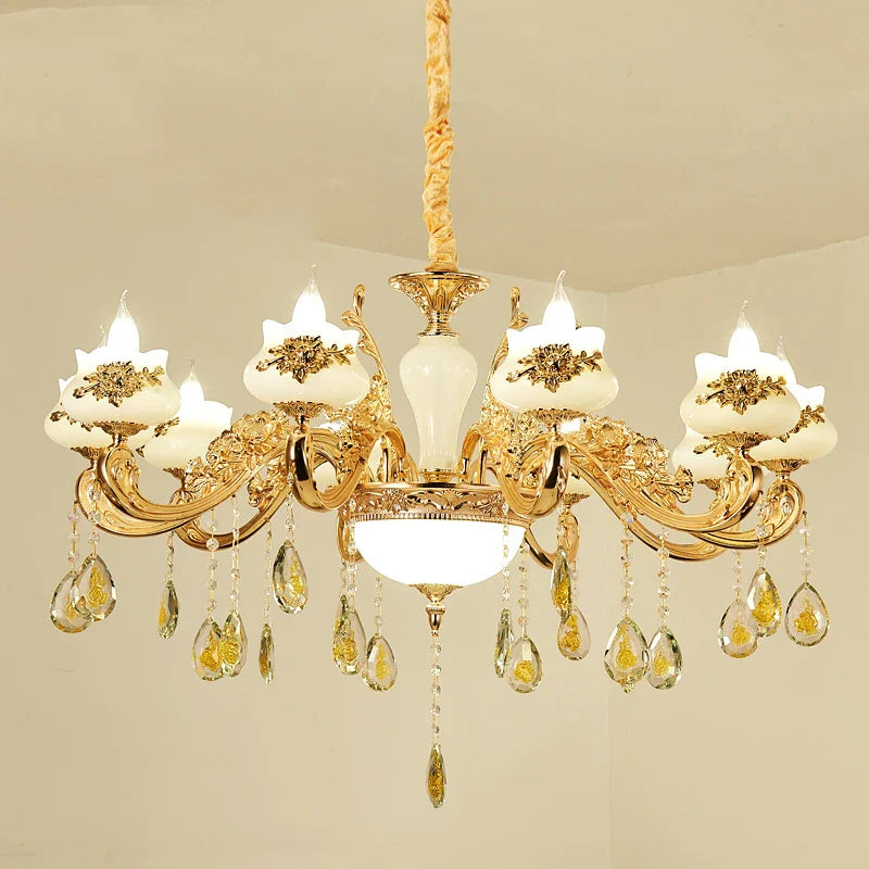 Afralia™ Gold Crystal LED Chandelier: Elegant Lighting for Living Room, Hotel, or Villa Hall