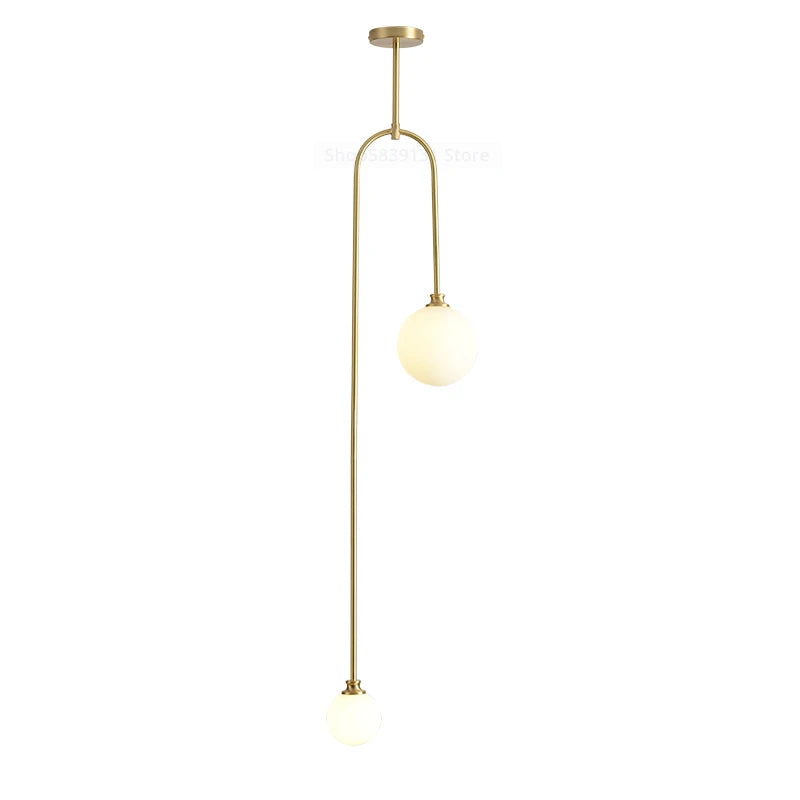 Afralia™ Glass Ball Pendant Lights with U-Shaped Metal Rod - Nordic Modern Design