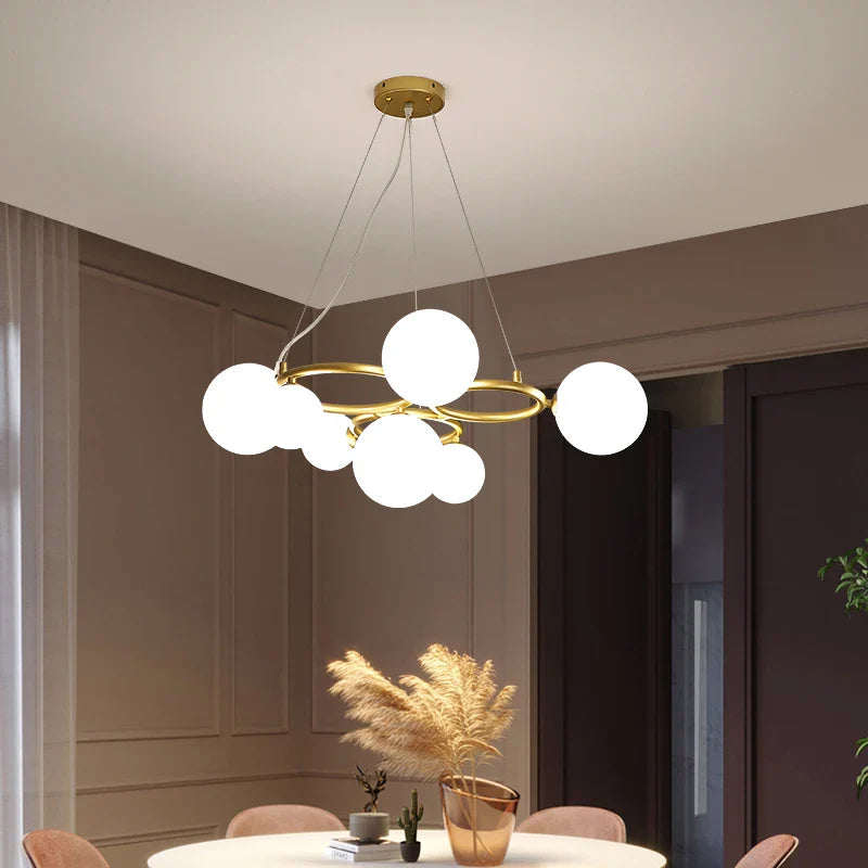 Nordic Glass Ball Pendant Lights Black/Gold Finish by Afralia™ - Bulb Included