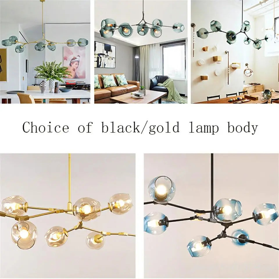 Afralia™ LED Ball Chandelier: Modern Glass Kitchen Pendant Light Fixture