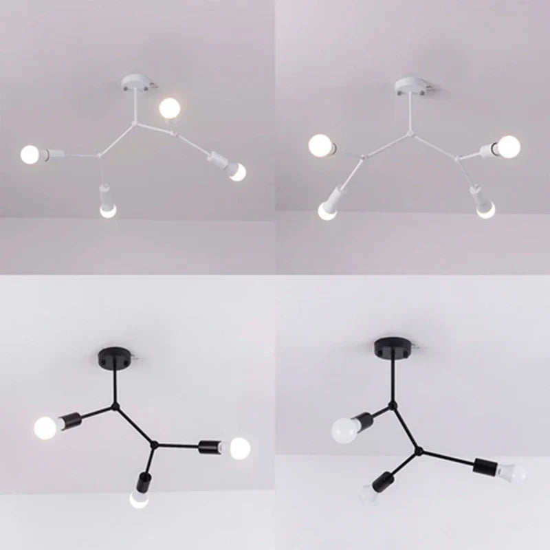 Afralia™ Retro Industrial Ceiling Lights for Living Room Bedroom, Multi Heads E27 LED Ceiling Lamp