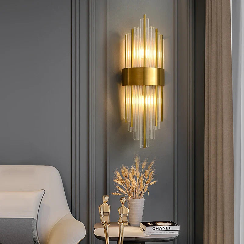 Afralia™ Chrome Gold Crystal LED Wall Sconce - Designer Wall Light for Bedroom & Corridor