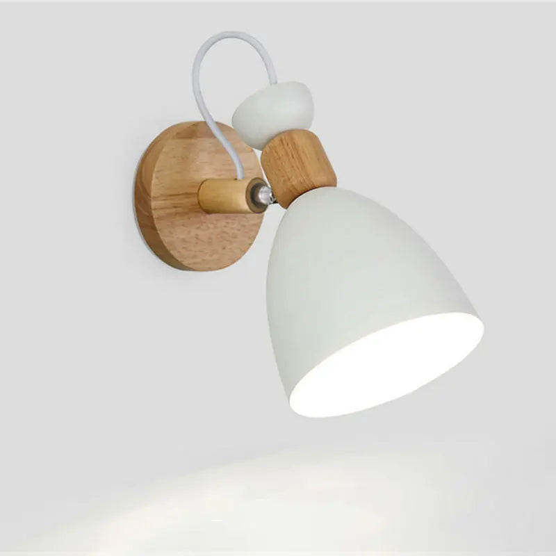 Afralia™ Wooden LED Wall Light for Reading, Bedroom, and Study - Macaron Colors