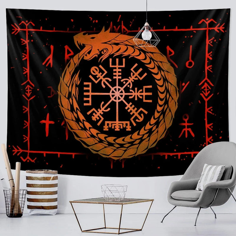 Afralia™ Viking Symbol Tapestry: Mystical Wall Art & Bohemian Home Decor