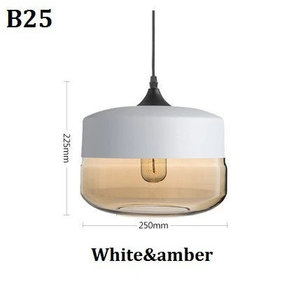 Afralia™ Nordic Modern LED Pendant Lights Wood Color Glass Hanging Lamp