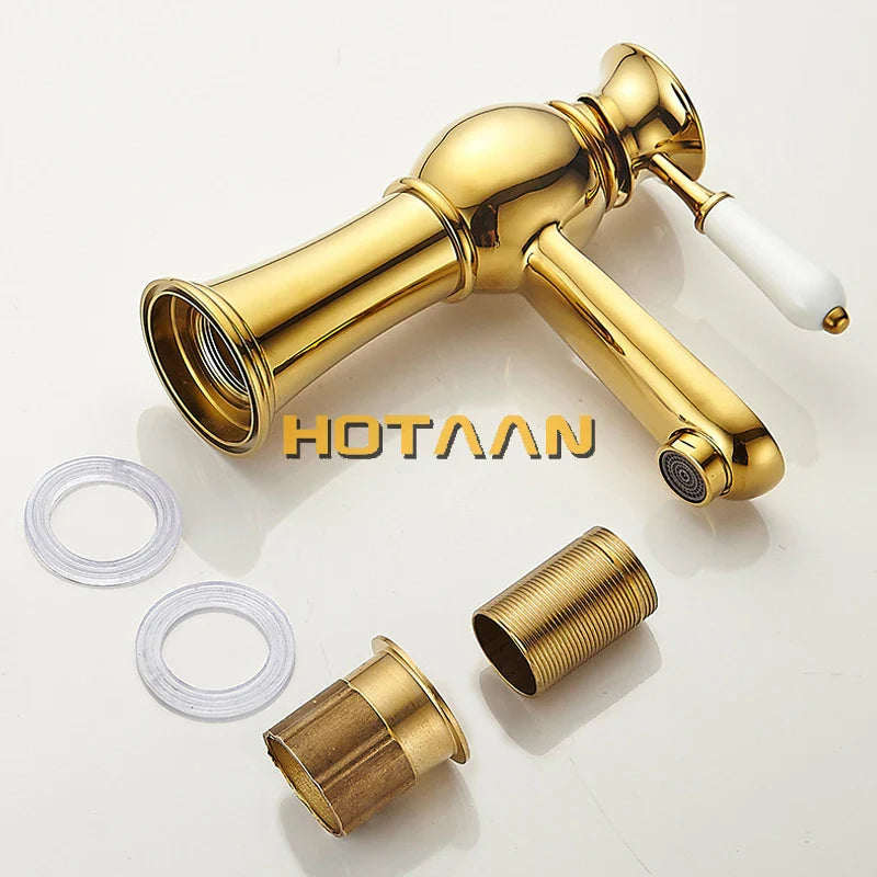 Afralia™ Gold Basin Faucet with Ceramic Mixer Tap for Bathroom