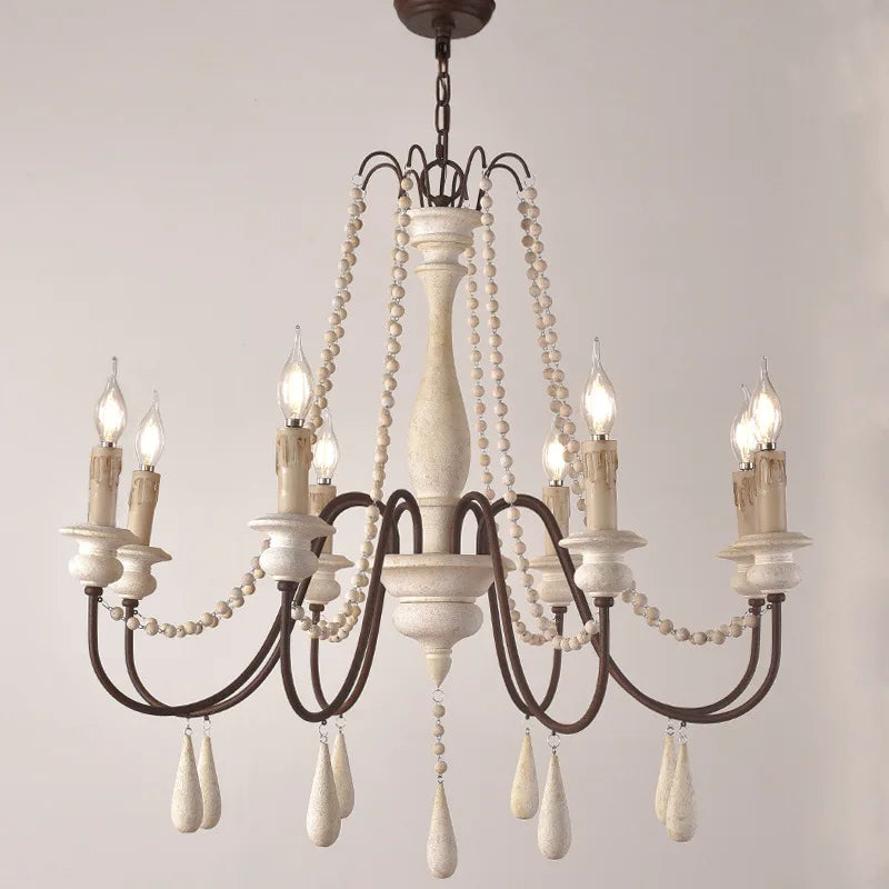 Afralia™ Wooden Retro Loft Chandelier - Mid Century Rustic Lighting for Living Room