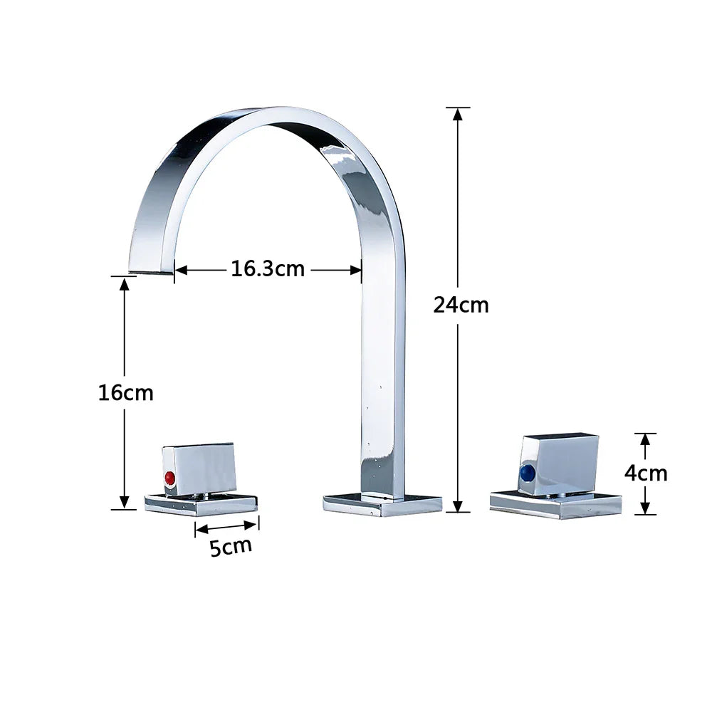 Afralia™ Square Basin Faucets: Double Handle Deck Mounted Bathroom Sink Tap
