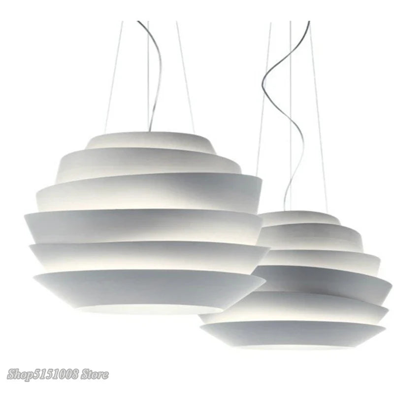 Afralia™ Nordic LED Pendant Soleil Wave White Rose Lamps for Living Room Art Decor