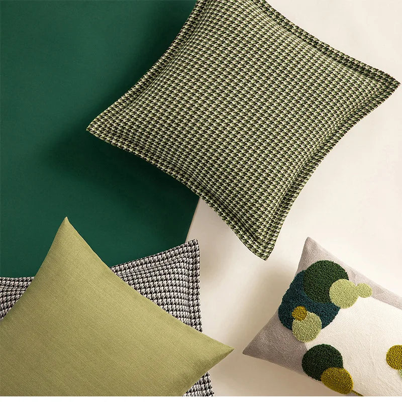 Afralia™ Houndstooth Jacquard Throw Pillow Covers - Square Cushion Cover