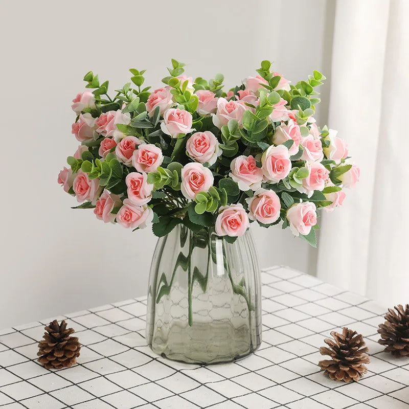 Afralia™ 5-Fork 11 Roses Bouquet for Home Decor – Small Fresh Korean Style Simulation