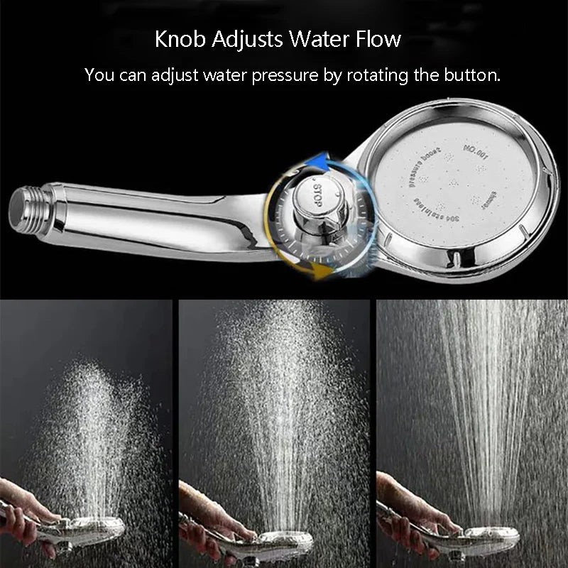 Afralia™ High Pressure ABS Shower Head with Stepless Adjustable Button Rotation