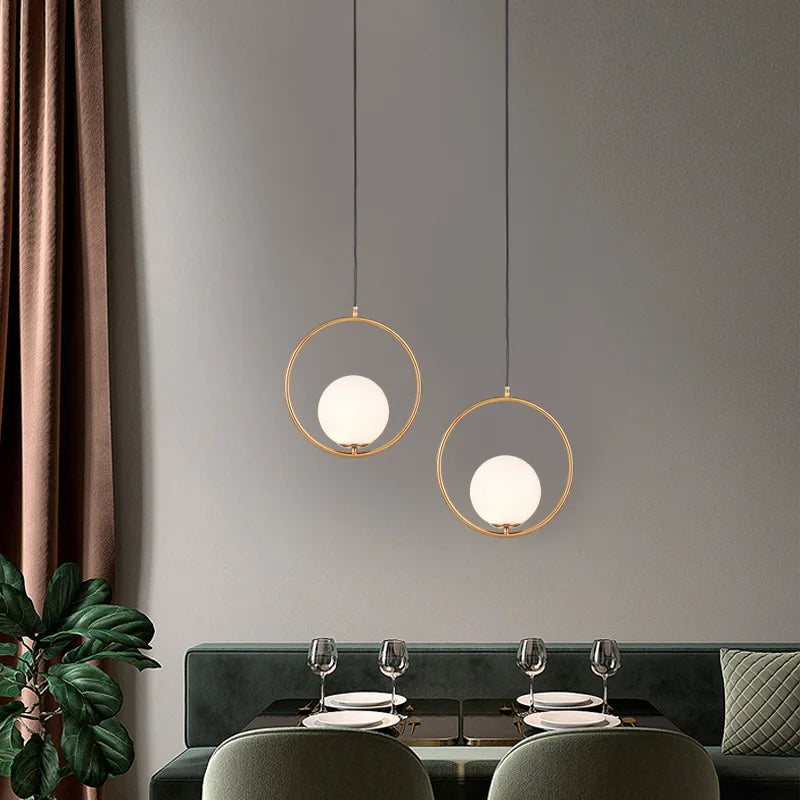 Afralia™ White Glass Ball Pendant Lights for Dining Room Bar Lighting