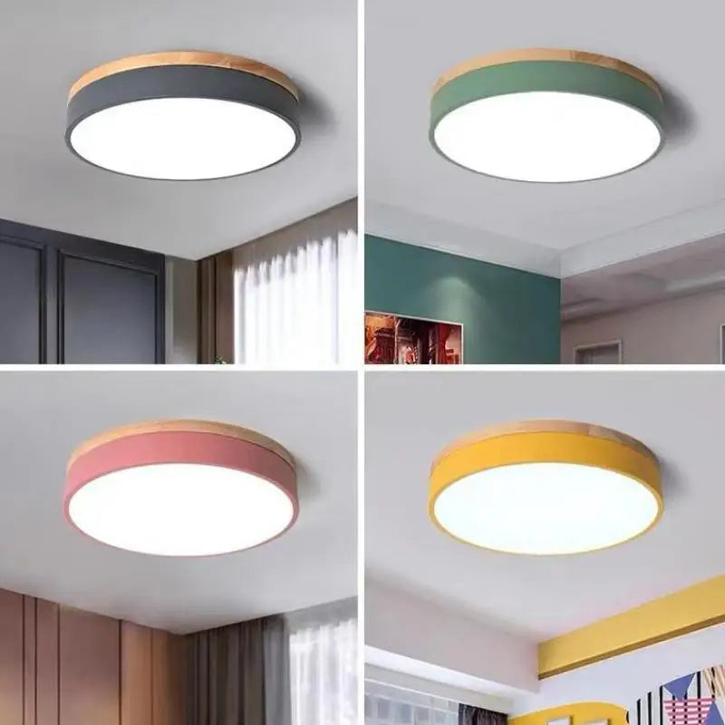 Afralia™ Modern Ultra-thin LED Ceiling Light Panel Solid Wood Surface Mount