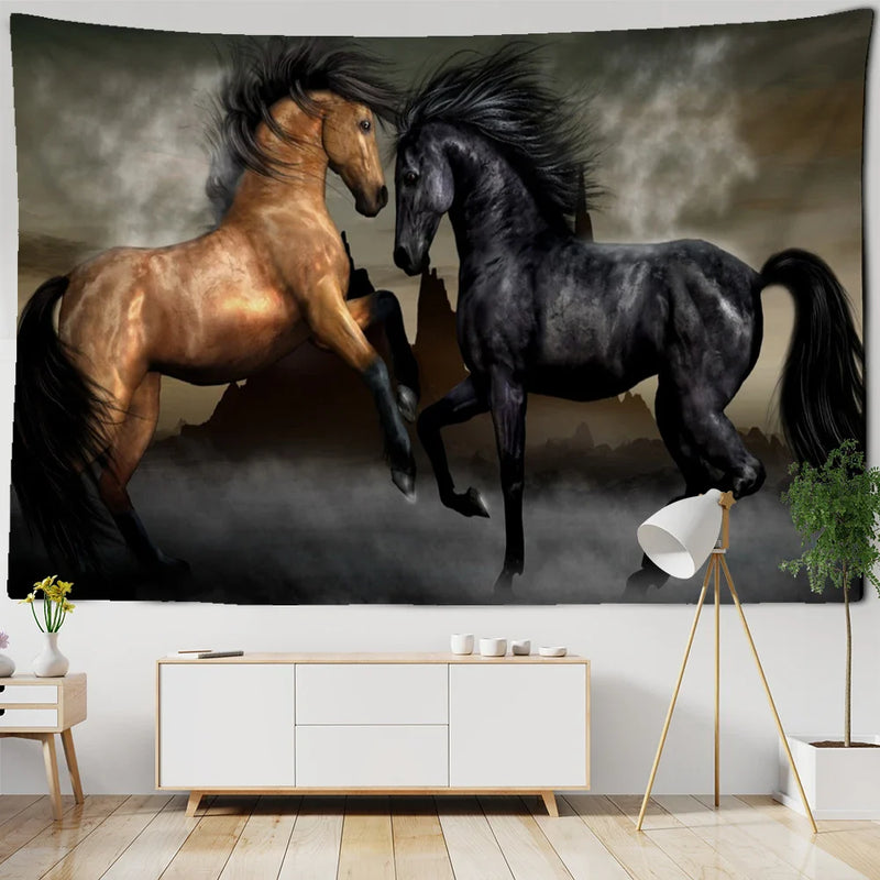 Afralia™ Galloping Horse Tapestry Wall Hanging Psychedelic Bohemian Hippie Carpet Art