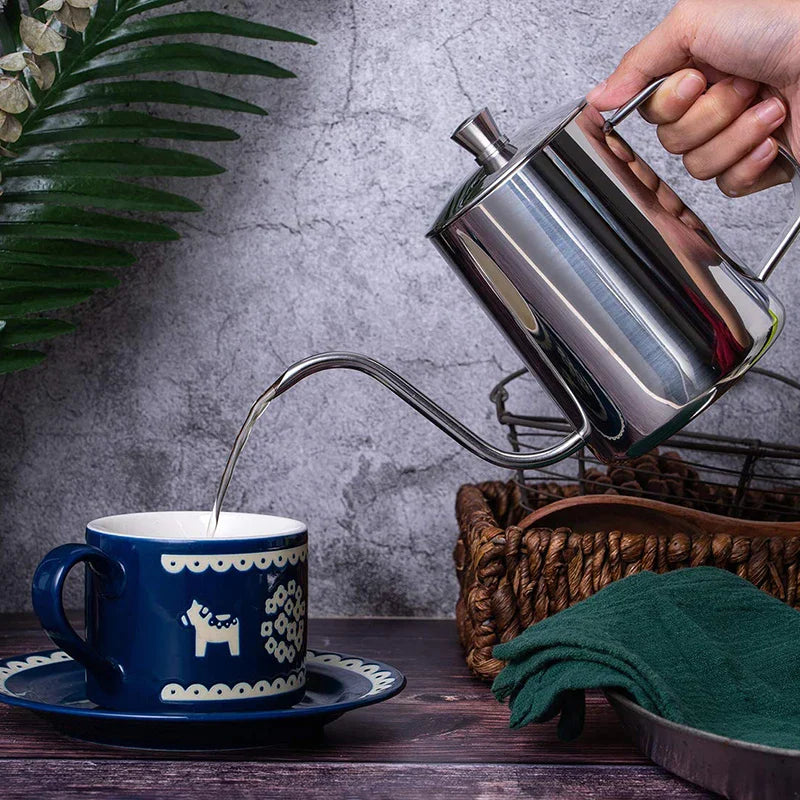 Afralia™ Stainless Steel Gooseneck Drip Pot - Long Narrow Spout Kettle for Coffee Service