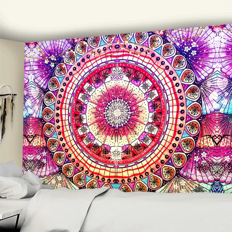 Afralia™ Grey Mandala Carpet Tapestry Wall Hanging Decor Hippie Yoga Mat Tapestries