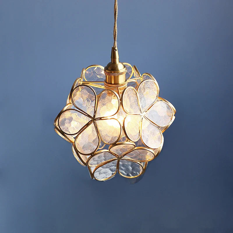 Afralia™ Japanese Flower Glass Pendant Lights Modern LED Hanging Lamp