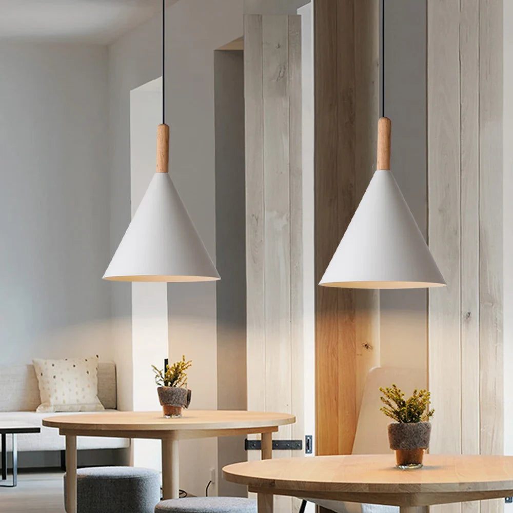 Afralia™ Nordic Wood LED Pendant Lights for Modern Kitchen Bars Bedroom Decor