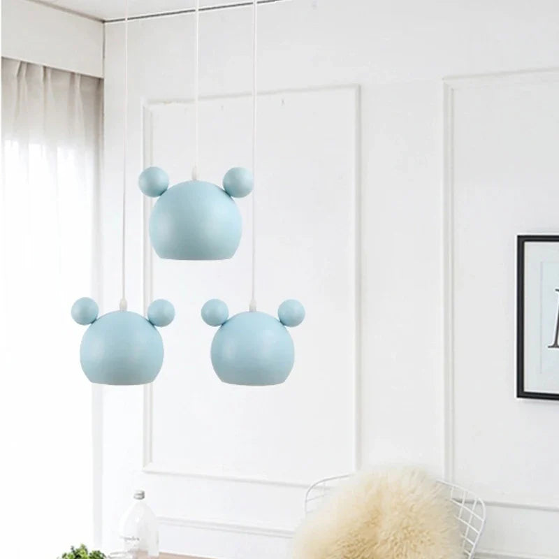 Afralia™ Mickey Kids Room Pendant Lamp - Creative Cartoon Design, Macaron Colors