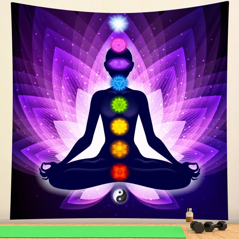 Afralia™ Meditation Chakra Mandala Tapestry for Bohemian Home Decor and Yoga Practice