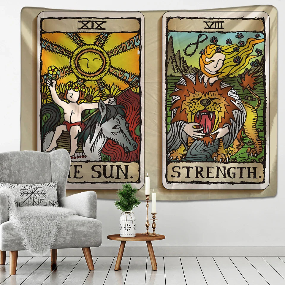 Afralia™ Medieval Europe Divination Tapestry Wall Hanging - Mysterious Home Decor