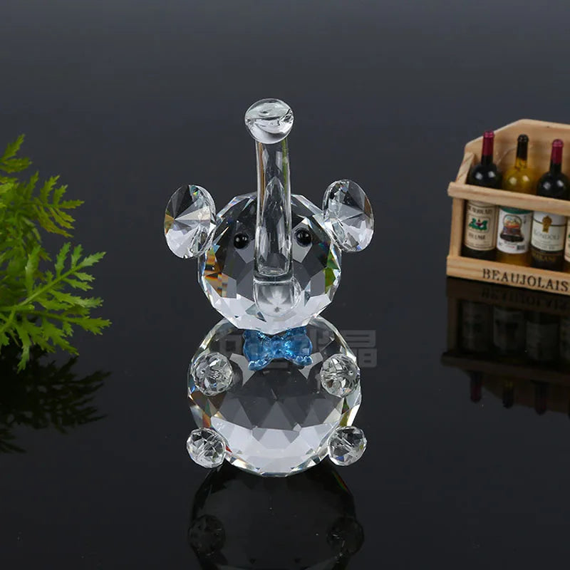 Afralia™ Clear Crystal Animal Figurines Glass Paperweight Statuette Collectible Home Decor