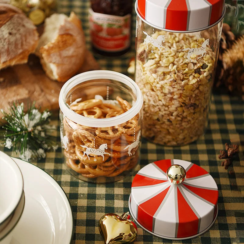 Afralia™ Sealed Glass Storage Jar Set - Christmas Edition | Moisture-Proof Containers for Coffee Beans and Grains