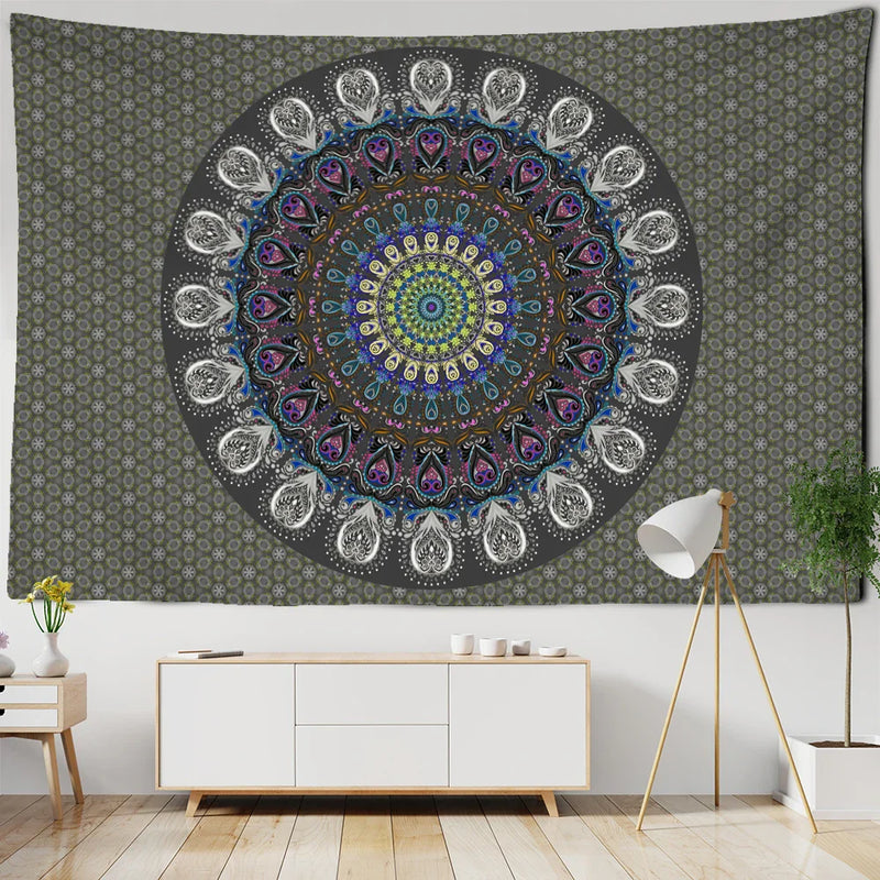 Afralia™ Psychedelic Mandala Tapestry Wall Hanging for Boho Home Decor