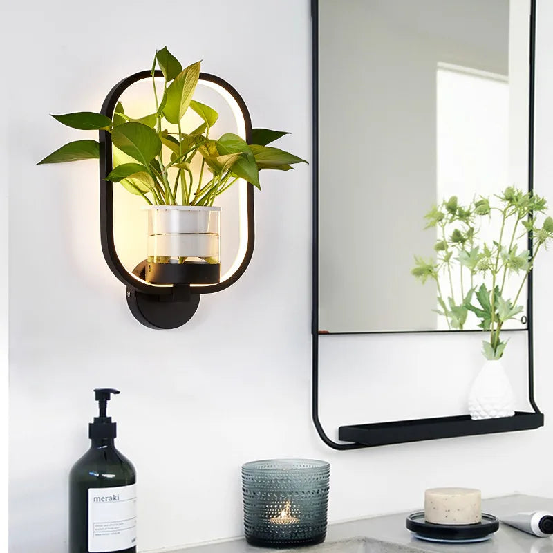 Afralia™ Nordic Plant LED Wall Sconce Light for Living Room, Aisle, Balcony - Decor Lighting