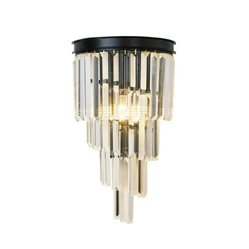 Afralia™ Black Gold Crystal Wall Lights for Bedroom Living Room Home LED Sconce