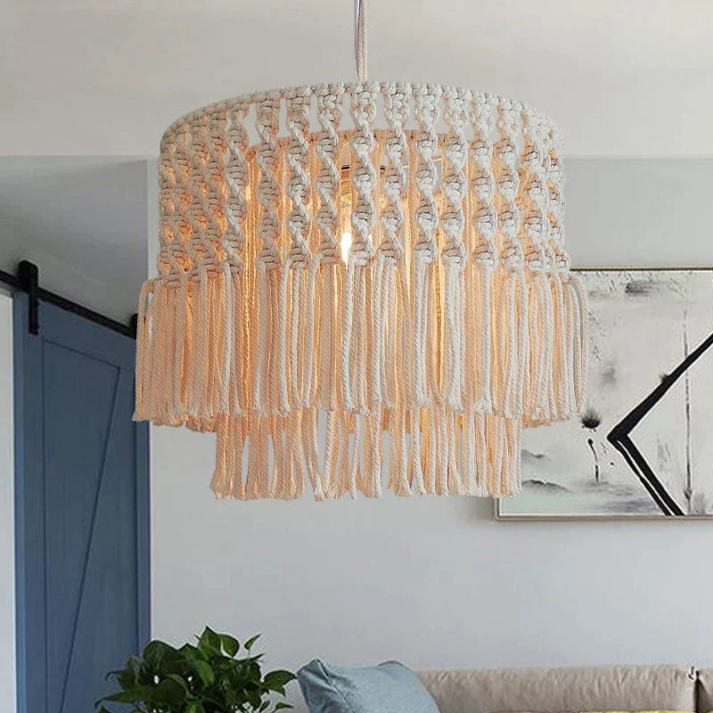 Afralia™ Modern Bohemia Chandelier Rope Pendant Lamp for Dining Room, Living Room, and Balcony