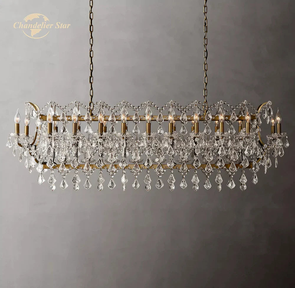 Afralia™ Crystal Iron Chandelier: Modern Brass Candle Chandeliers for Living Dining Room